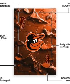 Alternative view of Baltimore Orioles Rug - Cracked Surface Design Orange