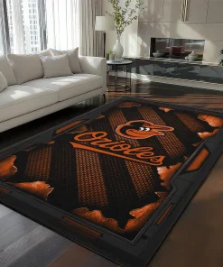 Baltimore Orioles Rug - Torn Mesh Orange