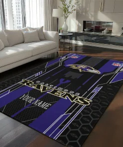 Baltimore Ravens Rug - Custom Football Laces Purple