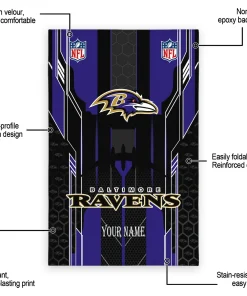 Alternative view of Baltimore Ravens Rug - Custom Football Laces Purple