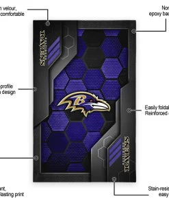 Alternative view of Baltimore Ravens Rug - Hexagonal Grid Pattern Purple