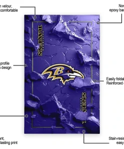 Alternative view of Baltimore Ravens Rug - Cracked Surface Design Purple
