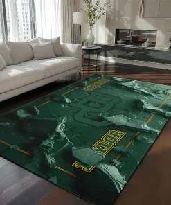 Baylor Bears Rug - Cracked Surface Design Green