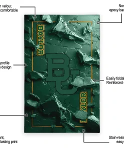 Alternative view of Baylor Bears Rug - Cracked Surface Design Green