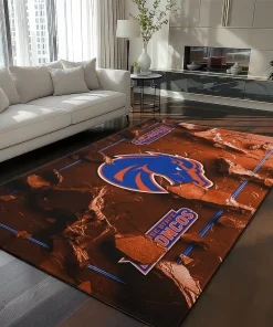 Boise State Broncos Rug - Cracked Surface Design Orange