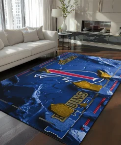 Boston Bruins Rug - Cracked Surface Design Blue