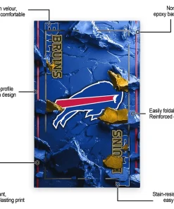 Alternative view of Boston Bruins Rug - Cracked Surface Design Blue