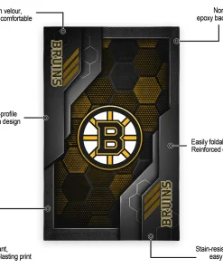 Alternative view of Boston Bruins Rug - Hexagonal Grid Pattern Black