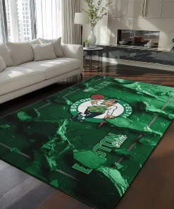 Boston Celtics Rug - Cracked Surface Design Green