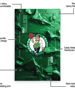 Alternative view of Boston Celtics Rug - Cracked Surface Design Green