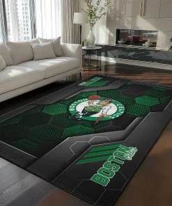 Boston Celtics Rug - Hexagonal Grid Pattern Green
