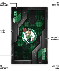 Alternative view of Boston Celtics Rug - Hexagonal Grid Pattern Green