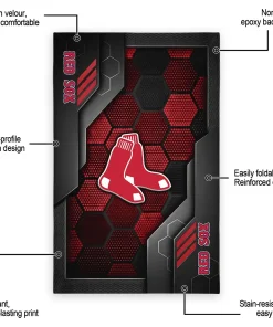 Alternative view of Boston Red Sox Rug - Hexagonal Grid Pattern Red