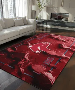Boston Red Sox Rug - Cracked Surface Design Red