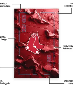 Alternative view of Boston Red Sox Rug - Cracked Surface Design Red