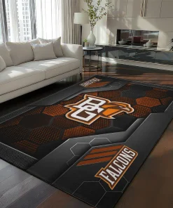 Bowling Green Falcons Rug - Hexagonal Grid Pattern Orange