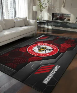 Brentford Rug - Hexagonal Grid Pattern Red