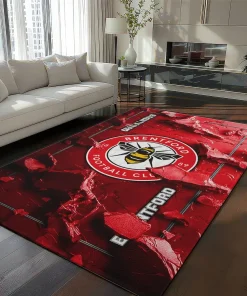 Brentford Rug - Cracked Surface Design Red