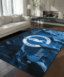Brighton & Hove Albion Rug - Cracked Surface Design Blue