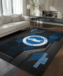 Brighton & Hove Albion Rug - Hexagonal Grid Pattern Blue