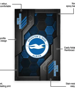 Alternative view of Brighton & Hove Albion Rug - Hexagonal Grid Pattern Blue
