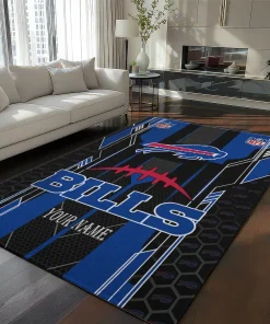 Buffalo Bills Rug - Customized Football Laces Blue