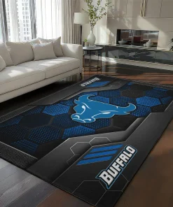 Buffalo Bulls Rug - Hexagonal Grid Pattern Royal Blue