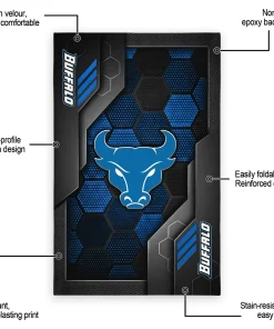 Alternative view of Buffalo Bulls Rug - Hexagonal Grid Pattern Royal Blue