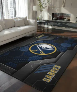 Buffalo Sabres Rug - Hexagonal Grid Pattern Navy Blue