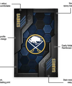 Alternative view of Buffalo Sabres Rug - Hexagonal Grid Pattern Navy Blue