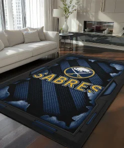 Buffalo Sabres Rug - Torn Mesh Navy Blue