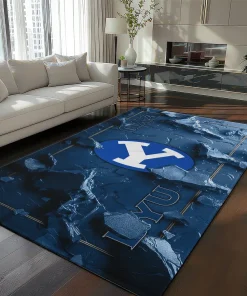 BYU Cougars Rug - Cracked Surface Design Blue