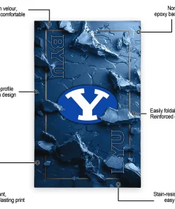Alternative view of BYU Cougars Rug - Cracked Surface Design Blue