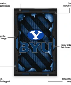 Alternative view of BYU Cougars Rug - Torn Mesh Blue