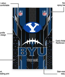 Alternative view of BYU Cougars Rug - Personalized Football Laces Blue
