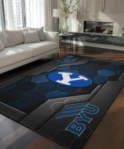BYU Cougars Rug - Hexagonal Grid Pattern Blue