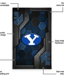 Alternative view of BYU Cougars Rug - Hexagonal Grid Pattern Blue