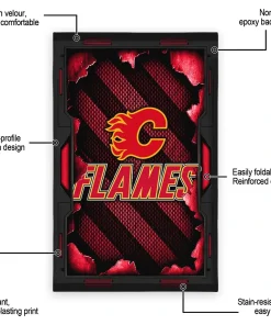 Alternative view of Calgary Flames Rug - Torn Mesh Red
