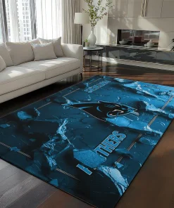 Carolina Panthers Rug - Cracked Surface Design Blue