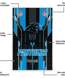 Alternative view of Carolina Panthers Rug - Personalized Football Laces Blue