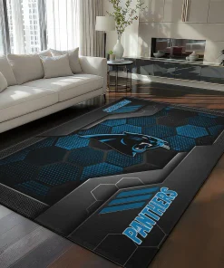 Carolina Panthers Rug - Hexagonal Grid Pattern Blue