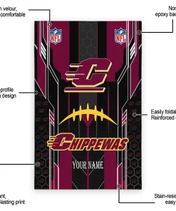 Alternative view of Central Michigan Chippewas Rug - Customized Football Laces Maroon