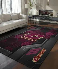 Central Michigan Chippewas Rug - Hexagonal Grid Pattern Maroon
