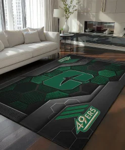 Charlotte 49ers Rug - Hexagonal Grid Pattern Green