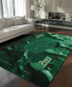 Charlotte 49ers Rug - Cracked Surface Design Green