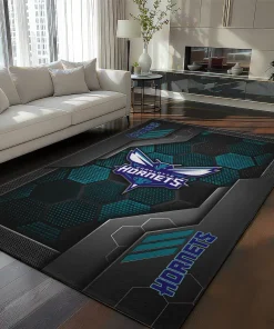 Charlotte Hornets Rug - Hexagonal Grid Pattern Teal