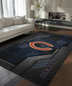 Chicago Bears Rug - Hexagonal Grid Pattern Blue