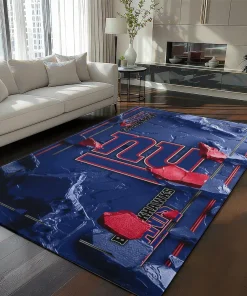 New York Giants Rug - Cracked Surface Design Blue