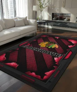Chicago Blackhawks Rug - Torn Mesh Red
