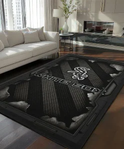 Chicago White Sox Rug - Torn Mesh Black